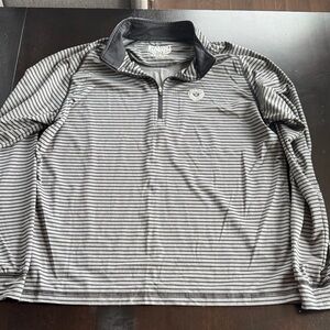 Men's Striped Quarter-Zip Jacket - Black and Gray